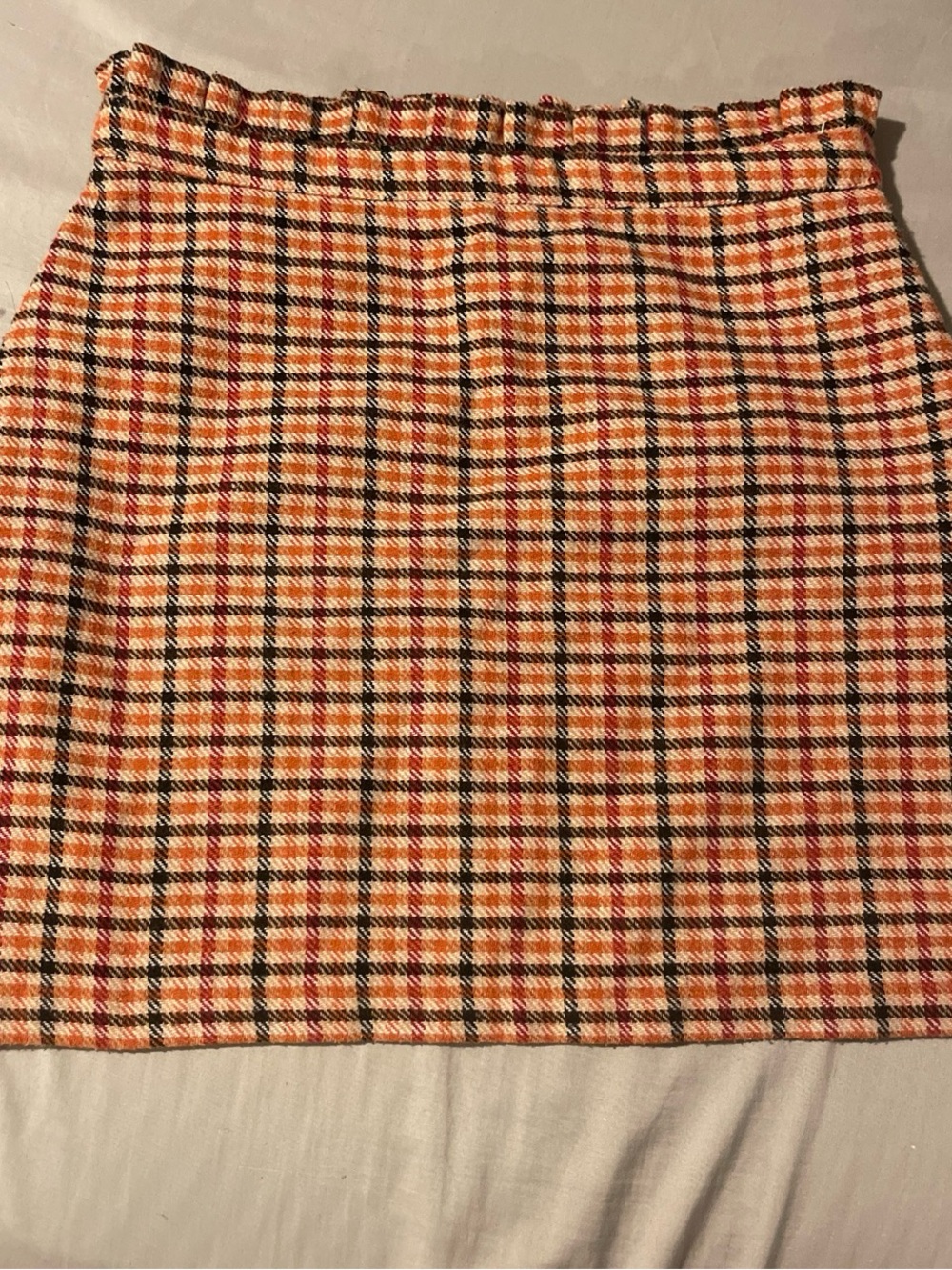 Forever 21 Orange Plaid Mini Skirt